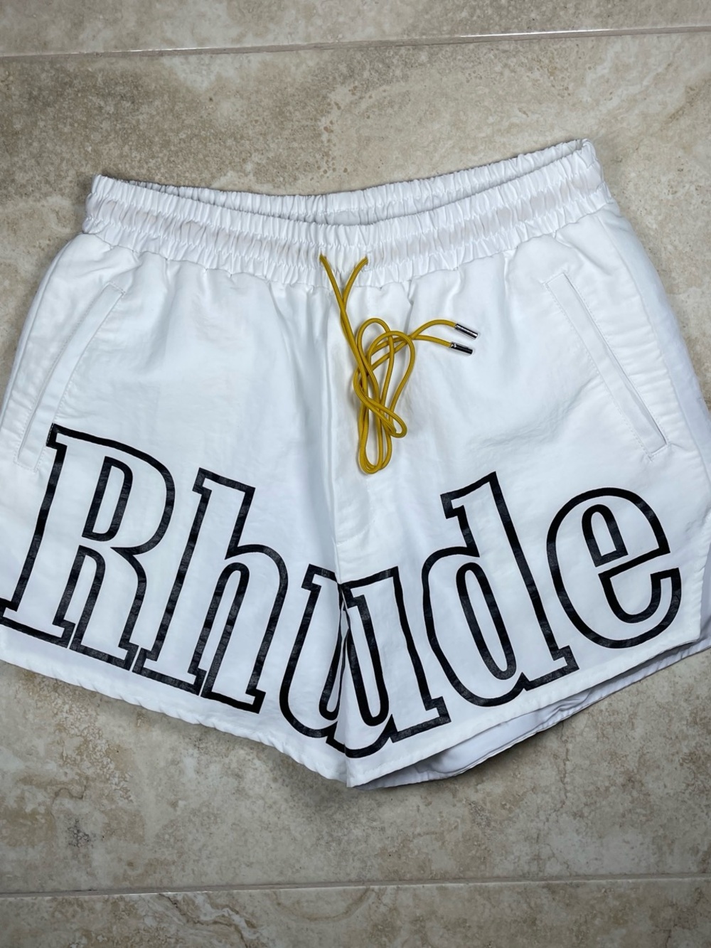 RHUDE Spring/Summer 2022 Logo Track Shorts in White Size Medium Made in the USA